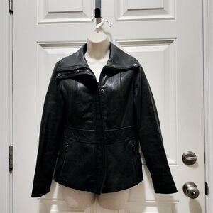 Jones New York Charcoal Leather Jacket